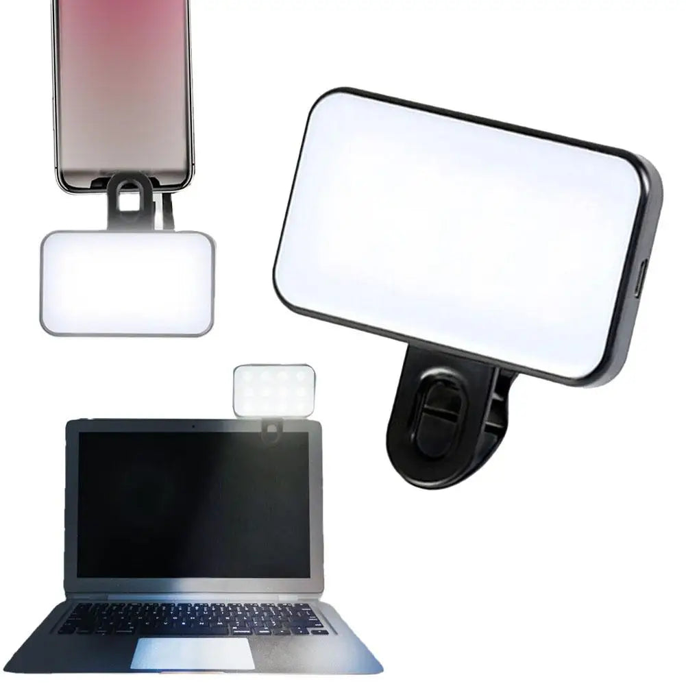 Portable Mini Selfie Fill Light Rechargeable 3 Modes Adjustable Brightness Clip On For Mobile Phone Computer Fill Light