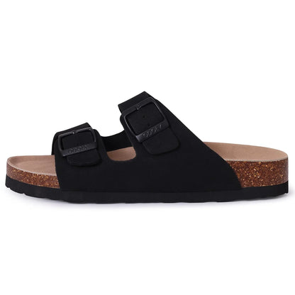 Crestar Women's Cork Footbed Slide Sandal Adjustable Buckle Summer Outdoor Suede Sandals with Arch Support Non-slip Beach Shoes