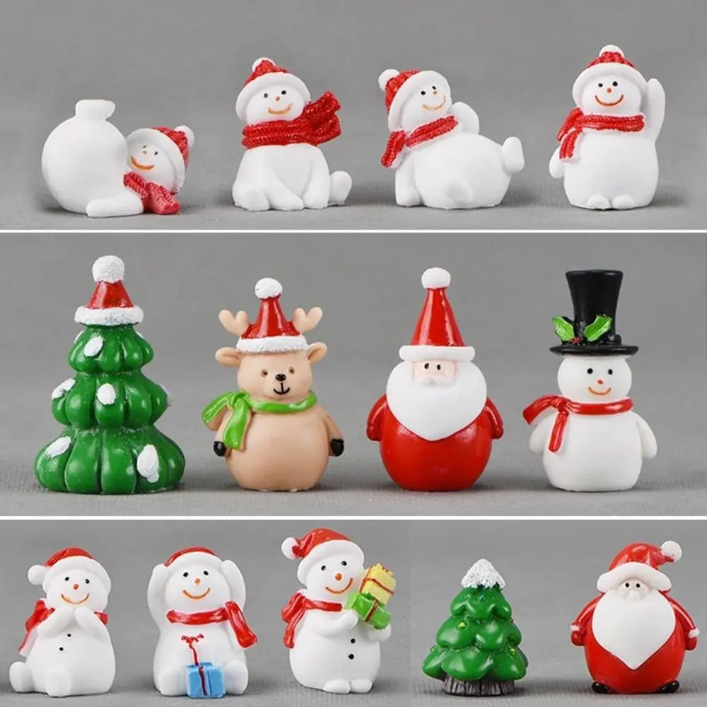 Gift Box Snowman Terrarium Dollhouse Fairy Garden Figures Micro Landscape Ornaments Figurines Christmas Miniature