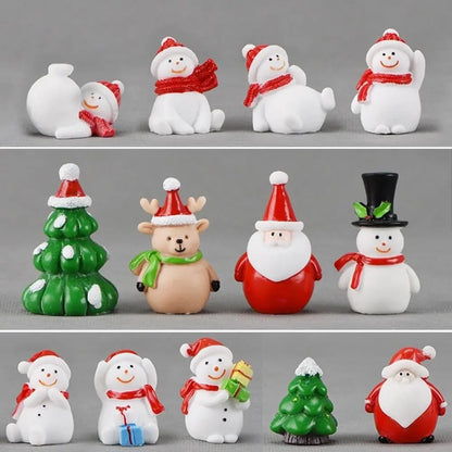 Gift Box Snowman Terrarium Dollhouse Fairy Garden Figures Micro Landscape Ornaments Figurines Christmas Miniature