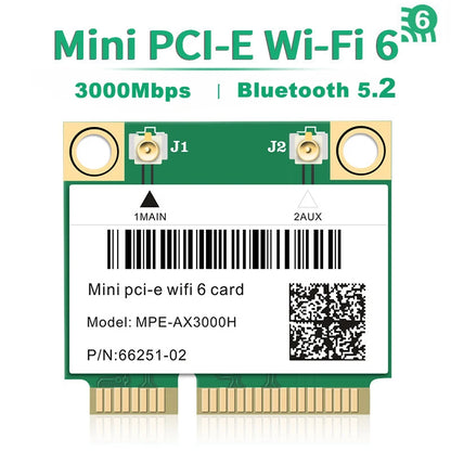 Wifi 6 3000Mbps Bluetooth 5.2 Mini PCI-E Card For AX200 AX200HMW Wireless Adapter MPE-AX3000H For Laptop Win 10 11