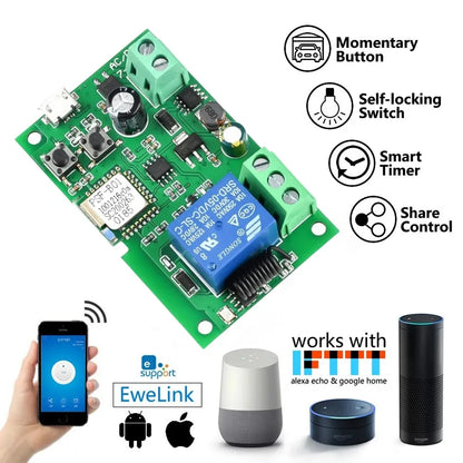 Ewelink WIFI Garage Door Opener Controller Smart Switch On Off Relay Module Gate Open Voice Control Alexa Google Home