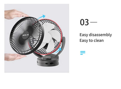OPOLAR 8inch 10000mAh Rechargeable Clip Fan Desktop Mini Air Cooler with Timing Removable Fan Guard