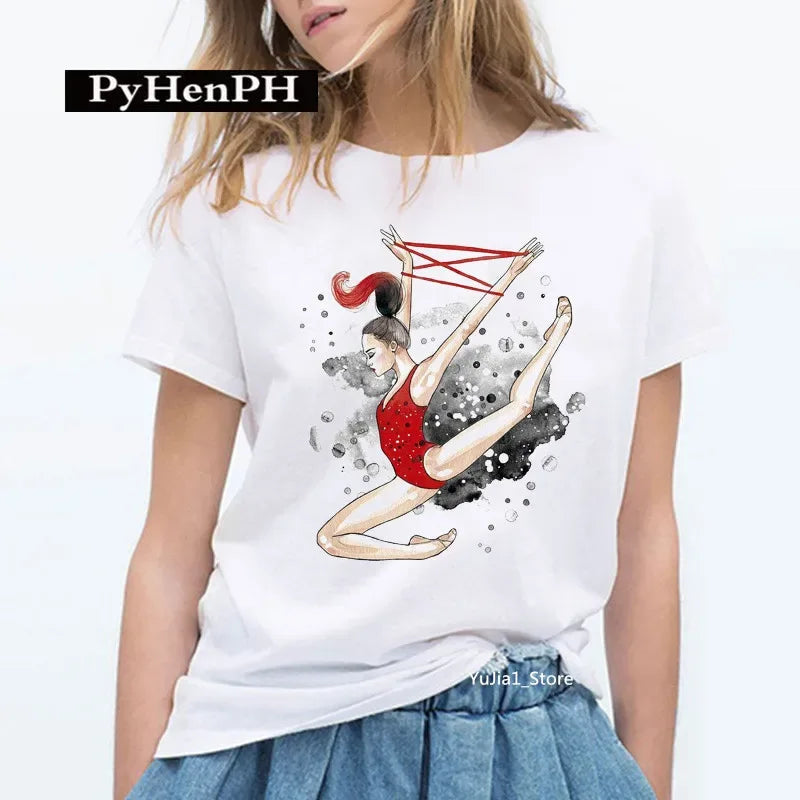 Gymnast Dancer T Shirt  Fashion Gymnast Artistic Gymnastics Printed T-shirt for Women Parent-child Clothing Oversized T Shirt