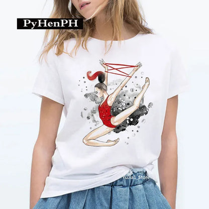 Gymnast Dancer T Shirt  Fashion Gymnast Artistic Gymnastics Printed T-shirt for Women Parent-child Clothing Oversized T Shirt