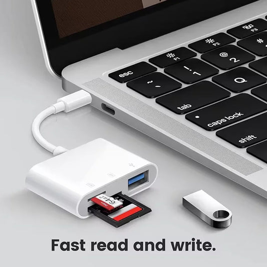 3 In 1 USB Type-C Adapter TF SD Memory Card Reader OTG USB C Card Connector For iPhone 16 15 Pro Max Plus Xiaomi Adapter by PDG ibma
