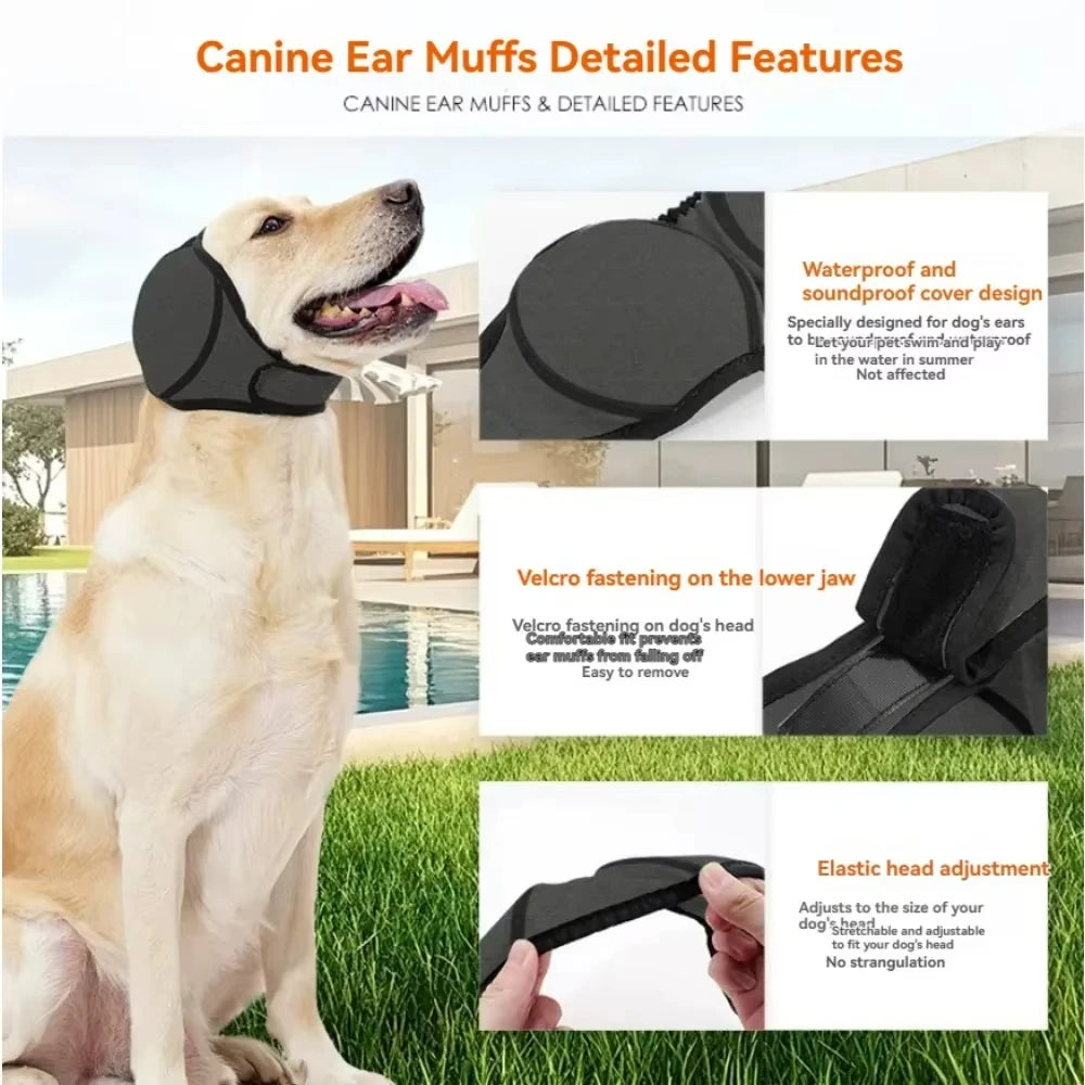 Noise Reduction Dog Ear Covers Hearing Protection Anti-noise Dog Calming Earmuff Waterproof Adjustable Pet Ear Muffs