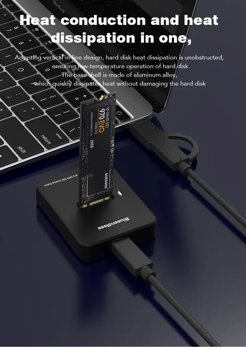 Blueendless External SSD Hard Disk M.2 SSD Enclosure 10Gbps Online Reading Writing Speed SSD Case For SATA NVME Docking Station