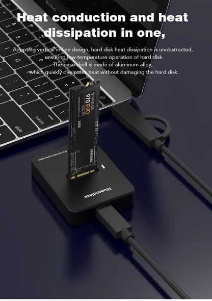Blueendless External SSD Hard Disk M.2 SSD Enclosure 10Gbps Online Reading Writing Speed SSD Case For SATA NVME Docking Station