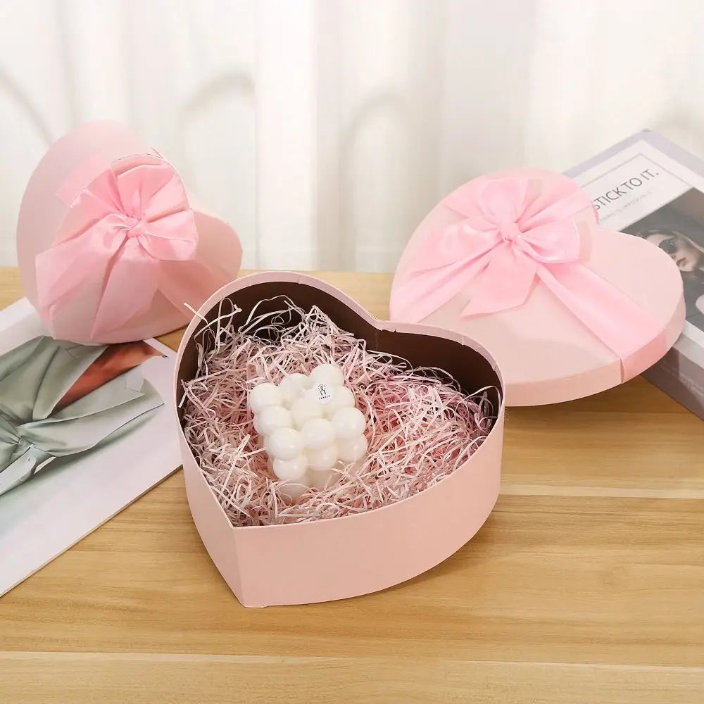 New Heart-shaped Gift Box Red Bowknot Present Boxes with Cover Gift Storage Container Valentine's Day