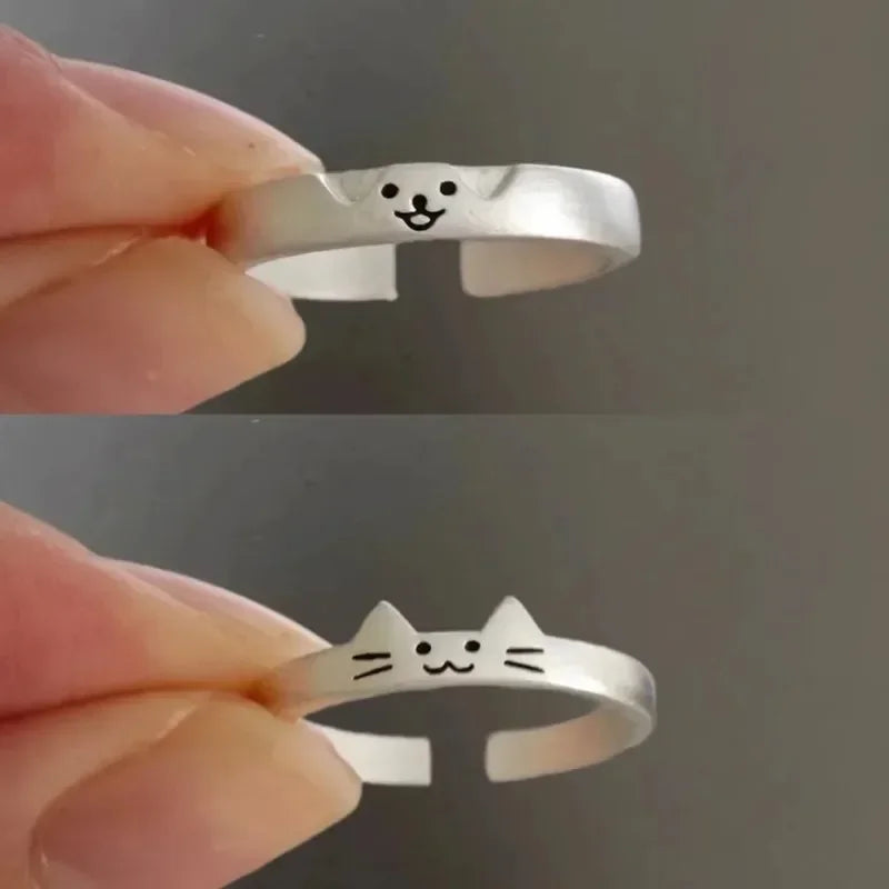 2025 Valentine's Day Rings Cat Dog Animal Adjustable Ring Jewelry Delicate and Stylish Couple Rings for Women Adornment Gifts