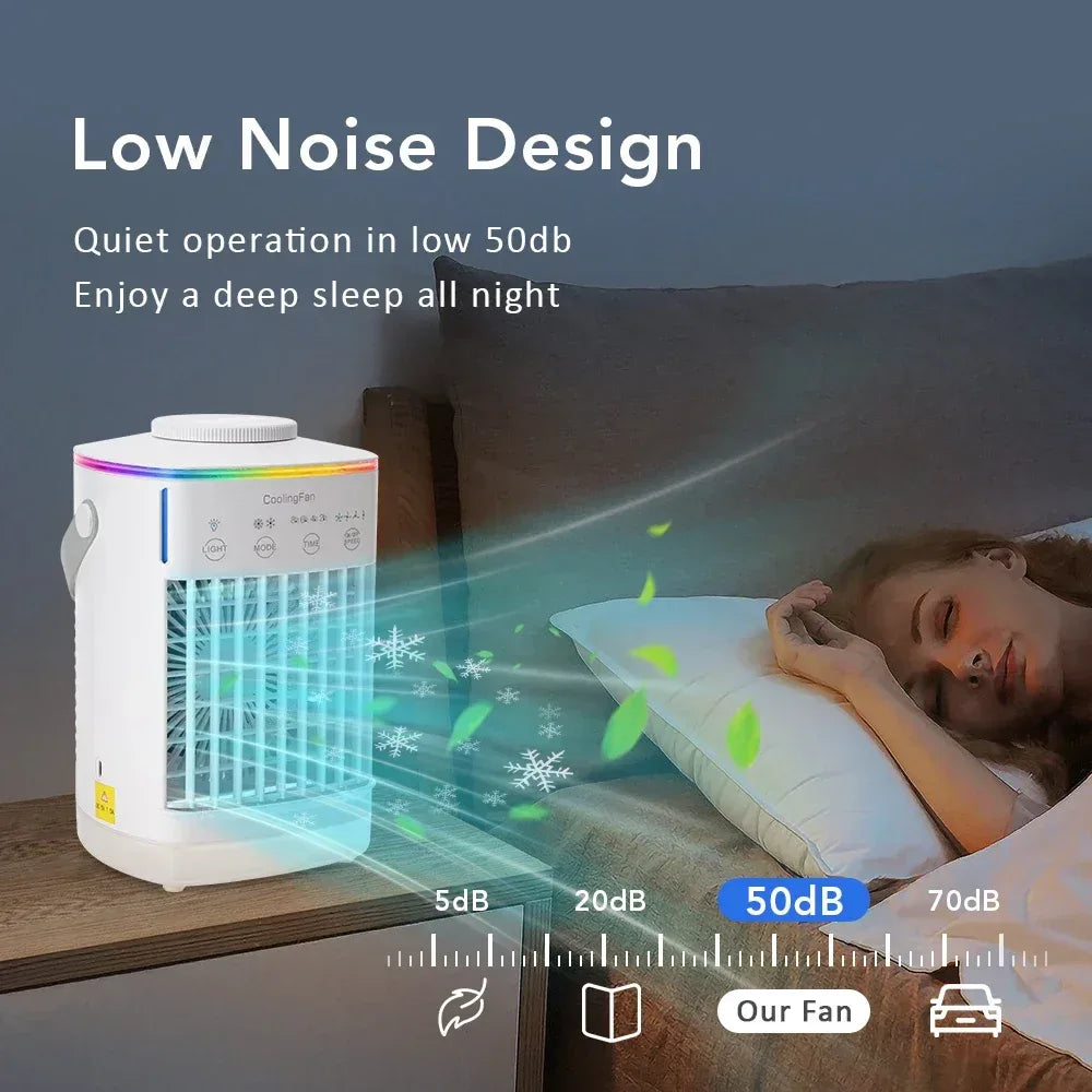 Air Conditioner Portable Desktop Air Cooler Fan with LED Night Light & Humidifier, Mini Mist Cooling Fan for Office Home