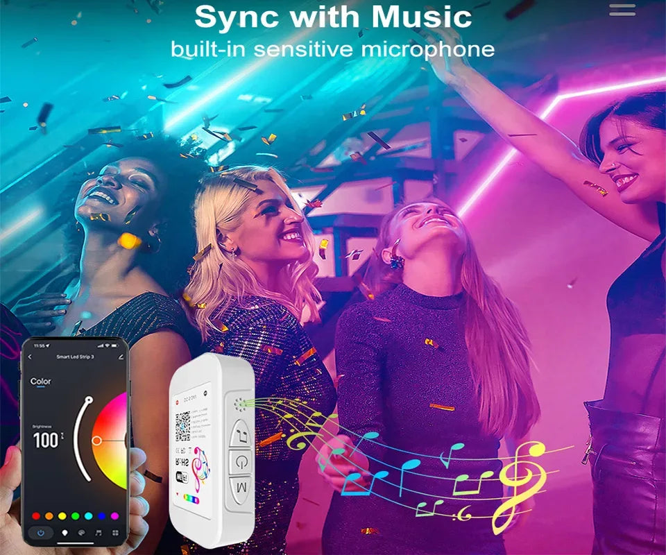 RGB Led Lights Strip Wifi Bluetooth Adhesive Led Tape Rgb 5050 Led Strips For Bedroom Party Lights Wall Room Decoration