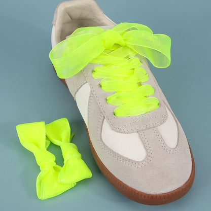 1 PAIRS Fashion Shoe Laces Silk Satin Ribbon Shoelaces Soft Casual Flat Shoestrings for Sneaker 2.5CM Wide&more choices of color