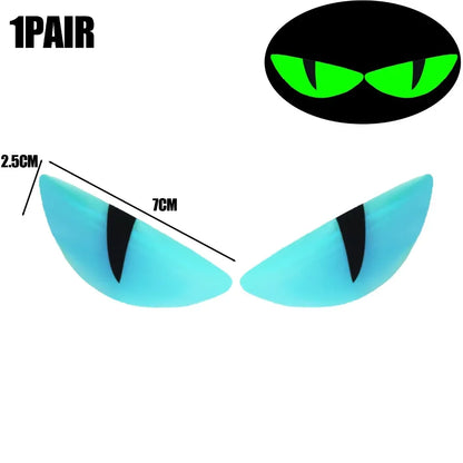 Luminous Eyes Car Stickers Green Glowing Devil's Eye Car Motorcycle Headlight Styling Sticker 3D Drip Glue Cat Eye Decoration