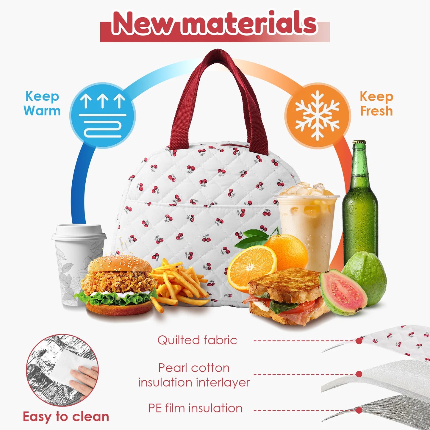 7L Portable Lunch Bags Thermal Insulation Lunch Box With Double Zipper Lunch Storage Bag Large Capacity School Picnic Handbag