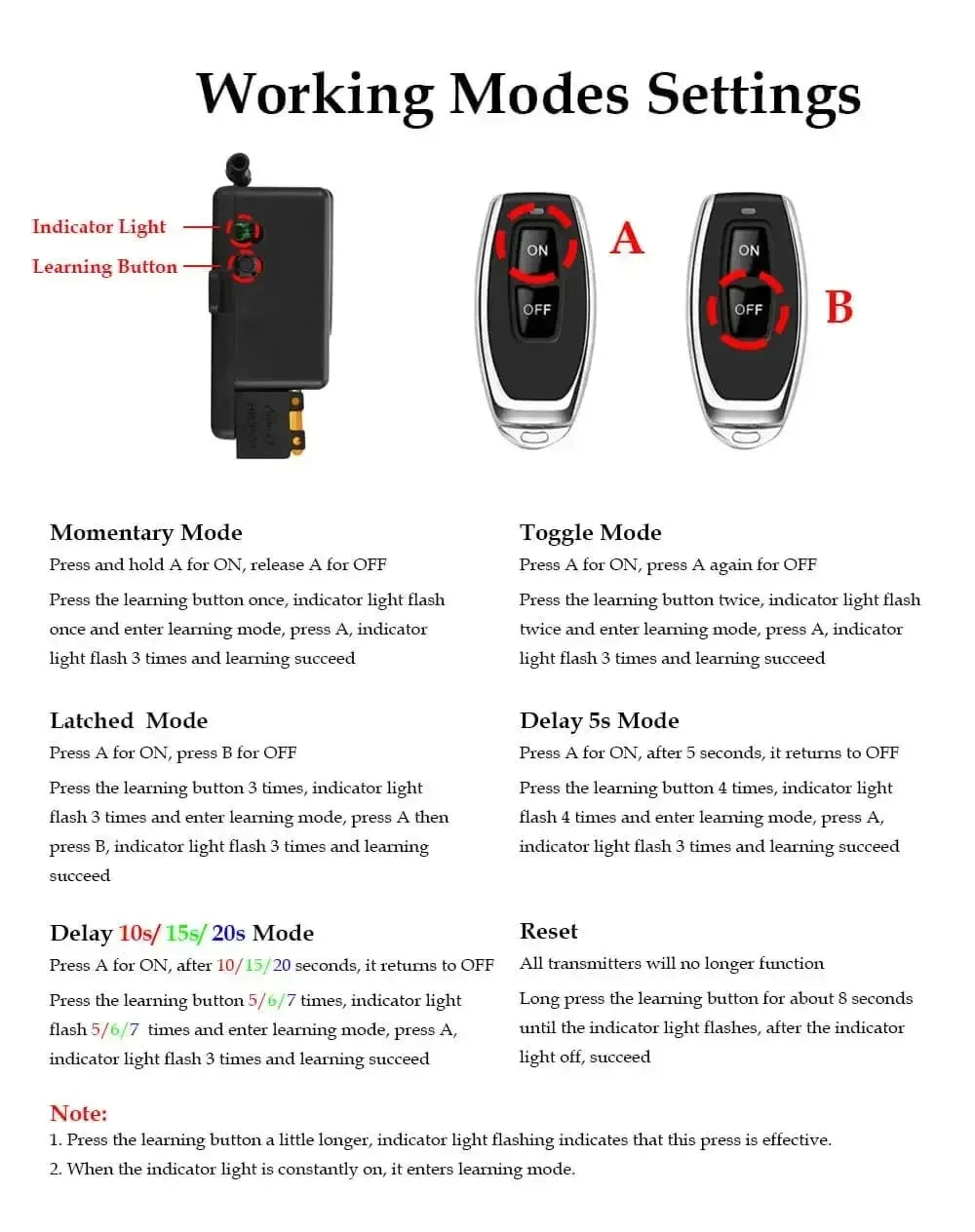 Universal Remote Control Switch 433mhz Wireless Switch AC 220V Relay and On Off Transmitter for Light Lamp Water Pump Door