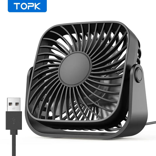 TOPK 4Inch USB Mini Portable Fan for Camping,3 Speeds Quiet Desk Table Personal Fan,360°Adjustment Standing Fans for Room Home by PDG ibma