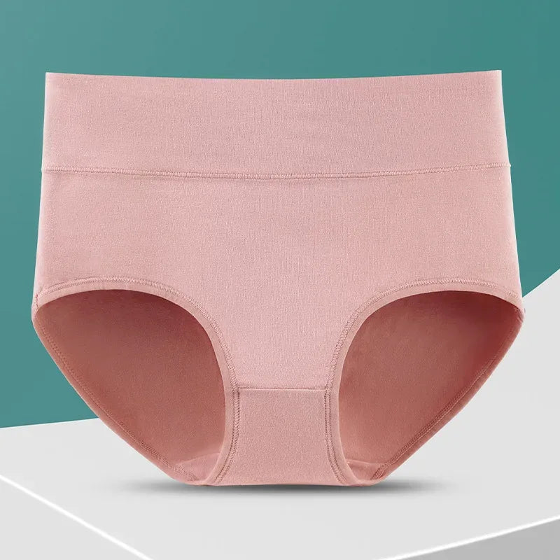 3Pcs Plus Size Women's Cotton Underwear High Waisted Tummy Control Panties Full Coverage Briefs Jacquard Ladies Panty L-5XL