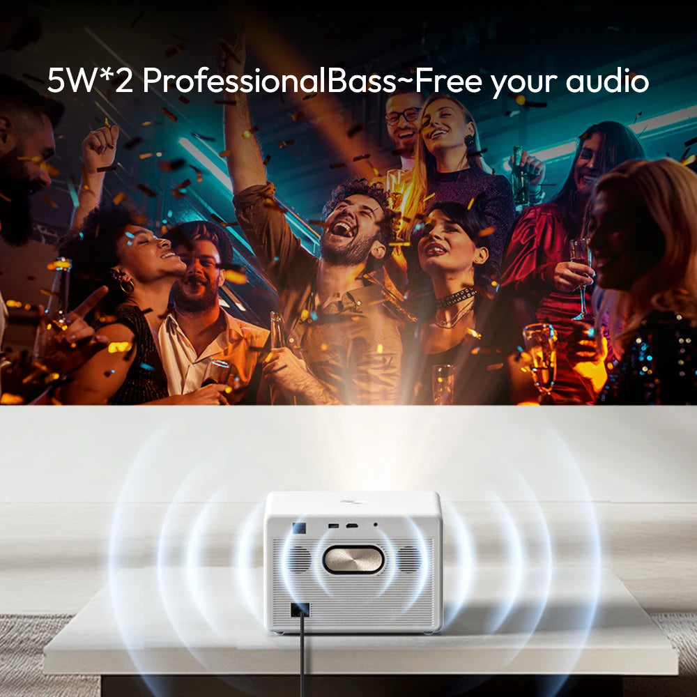 BYINTEK T5  Max Full HD 1080P Projector 4K 1000ANSI Android WiFi 6 Auto Focus ProfessionalBass Home Theater Projector for Video