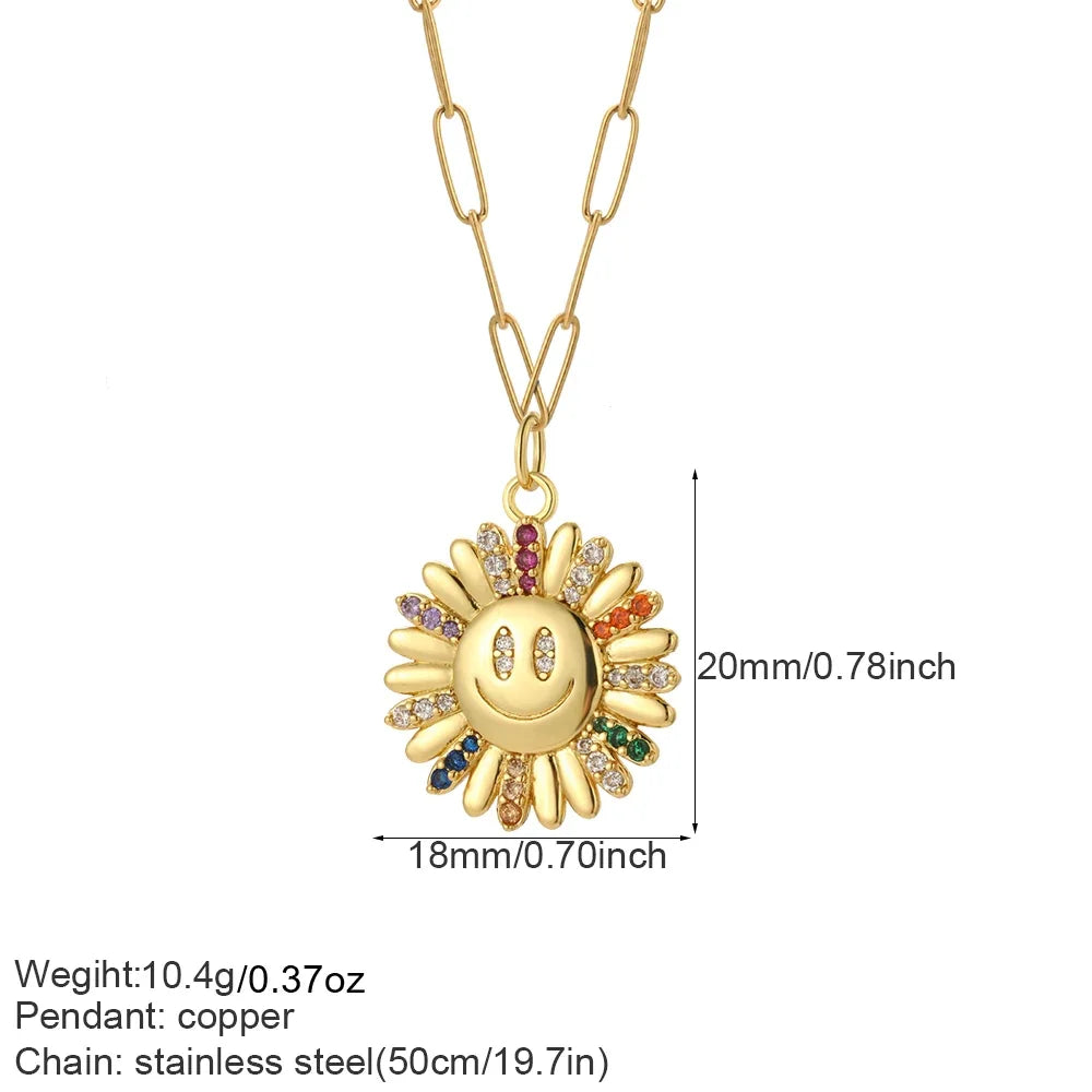 Bohemian Heart Animals Necklace for Women Cute Heart Punk Motocycle Pendant Gold Color Stainless Steel Long Chain Collars Neck