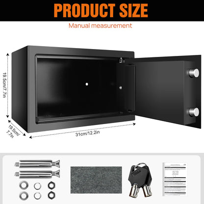 Schwarzer digitaler Safe Wertsachen Dokumentensicherheit Safe Elektronische Tastatur mit Backup-Schlüssel Wandmontage Boden