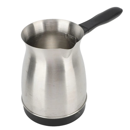 600ML Stainless Steel Electric Coffee Pot with Ergonomic Handle Turkish Coffee Maker Kettle for Home