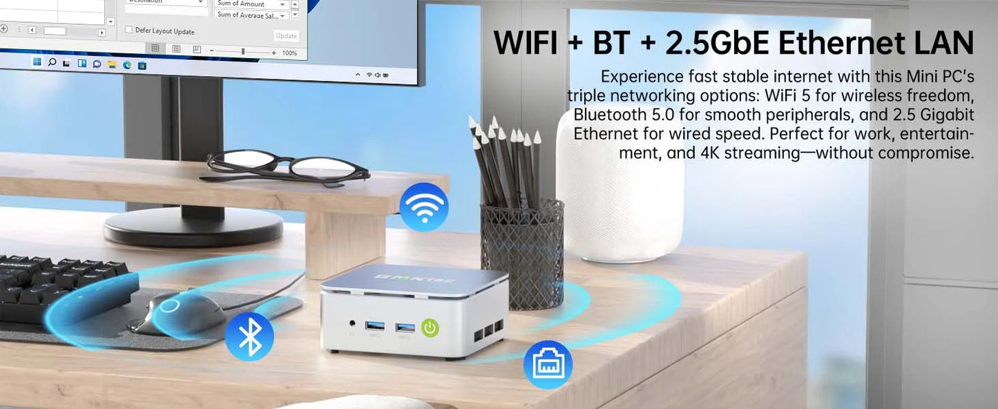 GMKtec G10 AMD Ryzen 5 3500U Mini PC Dual Channel DDR4 2400MT/s NVMe SSD Win 11 Pro WiFi BT 2.5Gbps LAN Desktop Office Computer