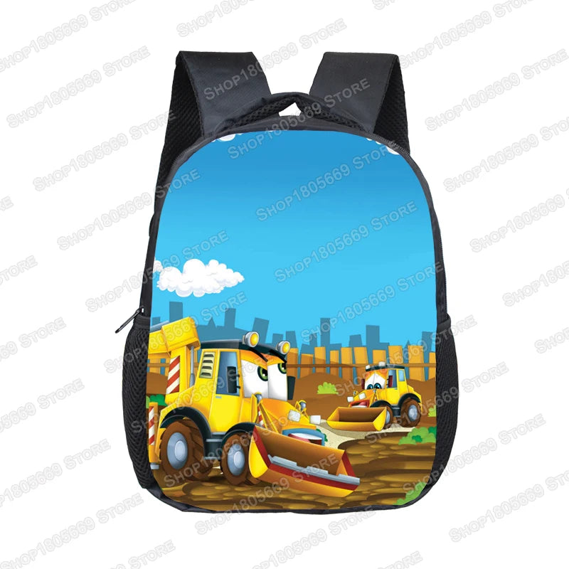 Truck/Ambulance/Car/Tractor Backpack Children's 12 Inch Kindergarten School Bag Cartoon Printing Excavator Backpack