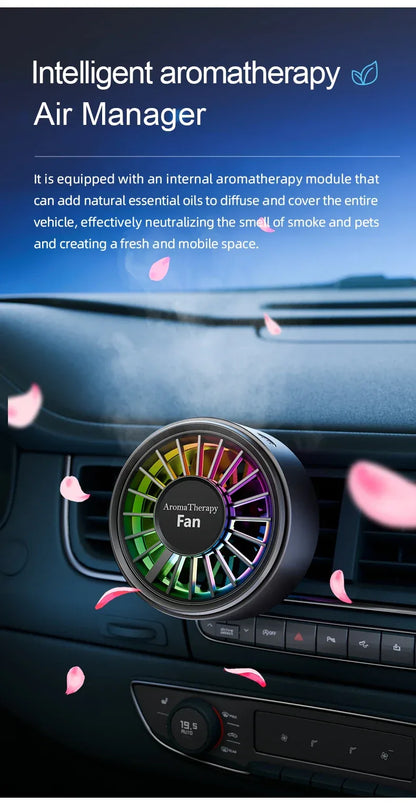 New car aromatherapy fan, USB cool seven color ambient lighting, three adjustable car fans, large truck van car fan