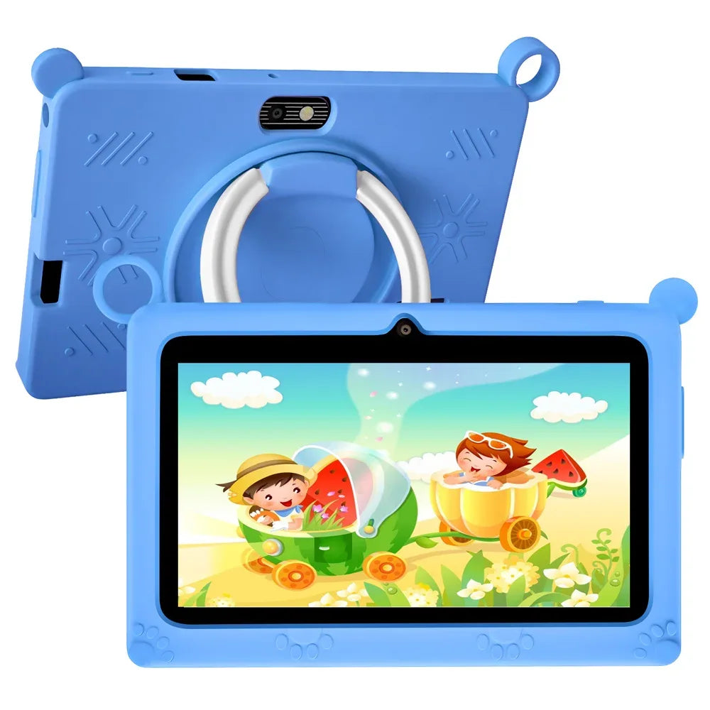 New 5G WIFI Children's Learning 7.0-inch Tablet 4GB RAM 64GB ROM Quad Core Mini Tablet with Leather Case Supports Games 4000mAh
