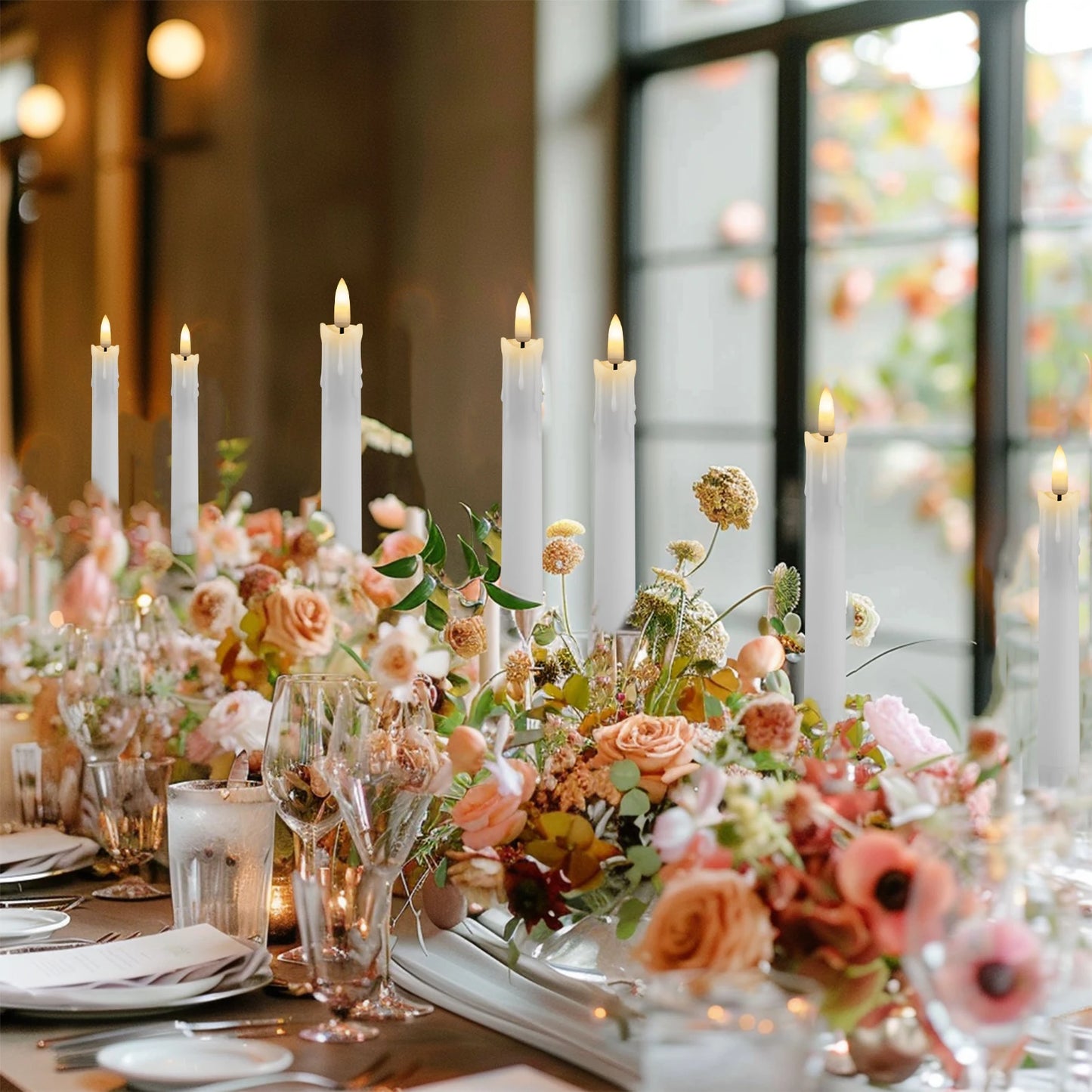 Lot de 6 bougies décoratives LED sans flamme, à piles, avec télécommande et minuterie, pour la maison, les fêtes et les mariages.