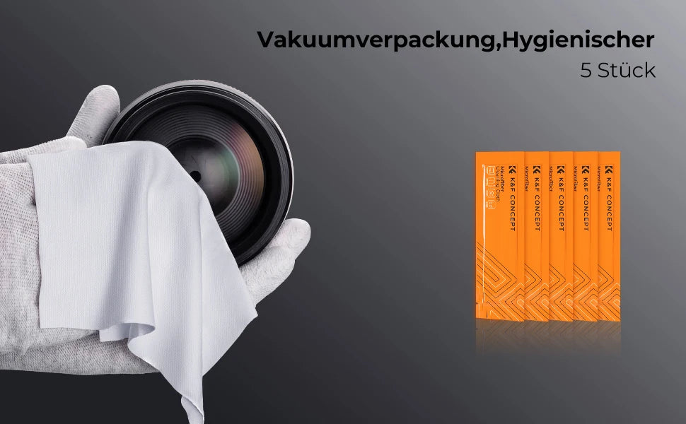 K&F Concept 5Pcs 15cmx15cm Lndividually Vacuum Wrapped Microfiber Cleaning Cloths For Camera Lens Glasses Phones LCD Screens