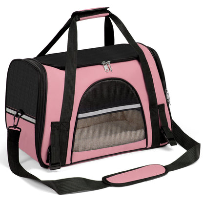 Dog Carrier for Small, Medium Pet Carriers Up to 15Lbs Cat Carrier Soft-Sided Puppy Cat Bag Portable Foldable Airline Approved