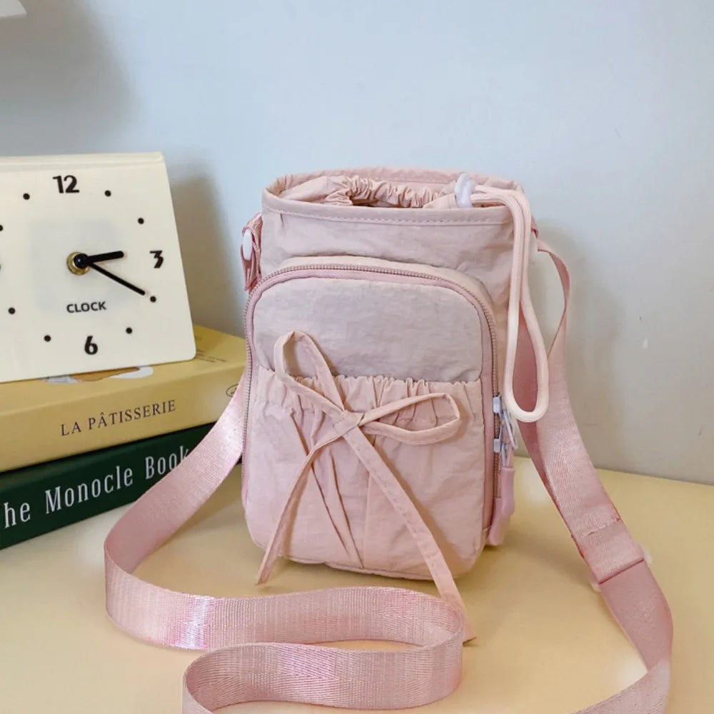 Bowknot Water Bottle Sling Bag Large Capacity Adjustable Gym Bottle Bag Waterproof Convenience Crossbody Sports Bottle Bag Gym