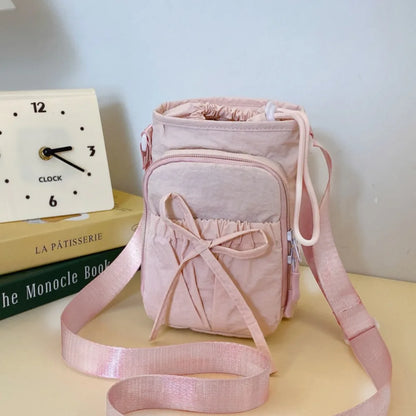 Bowknot Water Bottle Sling Bag Large Capacity Adjustable Gym Bottle Bag Waterproof Convenience Crossbody Sports Bottle Bag Gym