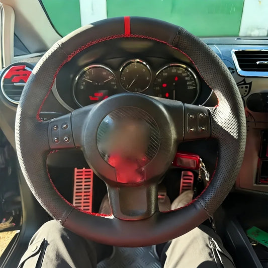 Car Accessories Hand Stitched Perforated Artificial Leather 2006-2008 Ibiza (6L) 2007 Steering Wheel Cover For Seat Leon (Mk2) by PDG ibma