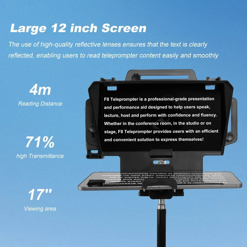 Soonpho F7 F8 Teleprompter for Tablet Laptop Smartphone Camera Bluetooth Portable Telepronter for Live Streaming Recording Video