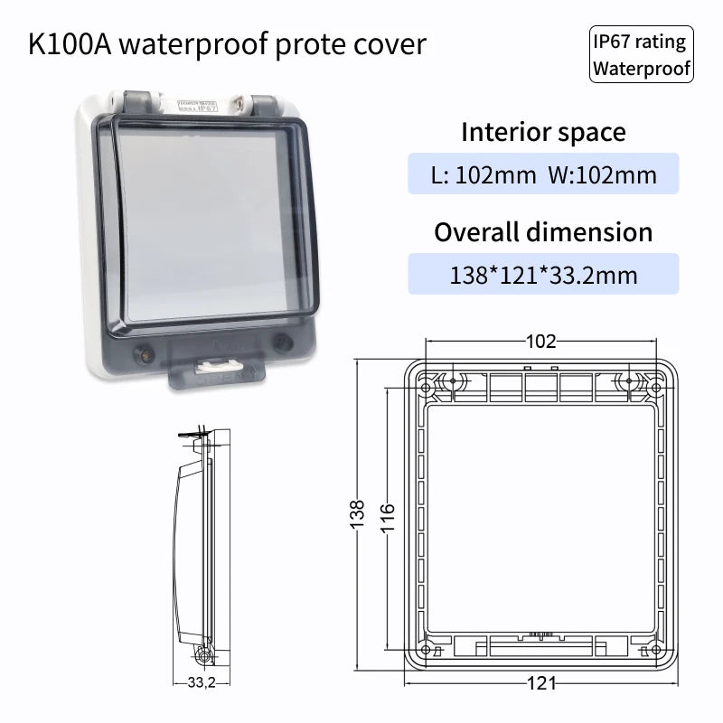 Outdoor Waterproof Window Cover with Lockable Circuit Breaker Electrical Box, Transparent Cover for IP67-Rated Button and Instru