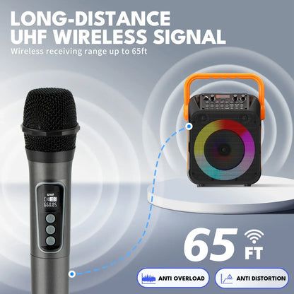 Karaoke Machine for Adults, Karaoke Speaker with Two Wireless Microphones, Portable Bluetooth Speaker PA System for Party, Kara