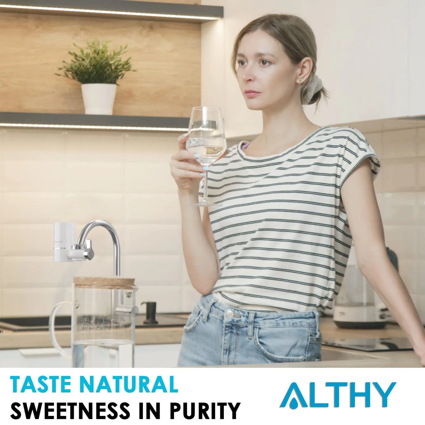 ALTHY Faucet Tap Water Filter Purifier System, Reduces Lead, Chlorine & Bad Taste NSF Certified 320-Gallon Kitchen