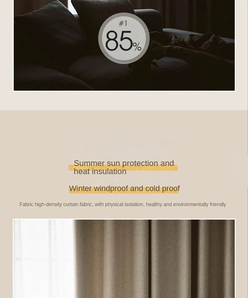 Japanese Simple Thickened Living Room Blackout Curtain Light Luxury High End Fresh Bedroom Curtains 2025 New Velvet Linen Drapes