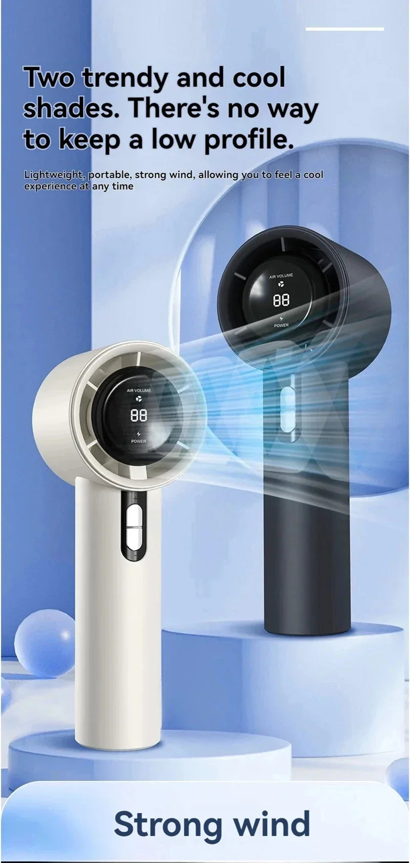 Lenovo Ultra Quiet 100 Speed Handheld Fan USB Rechargeable Portable Mini Turbo Fan for Office Outdoor Travel with LEDIndicator