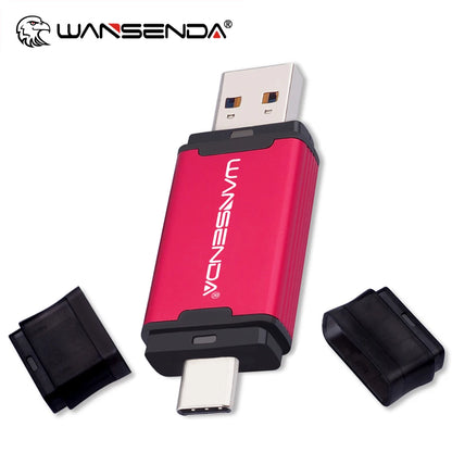 WANSENDA 128GB TYPE C USB 3.0 Flash Drive Pen Drive 32GB 64GB 256GB 512GB High Speed Pendrive for HUAWEI TYPE-C Mobile/PC