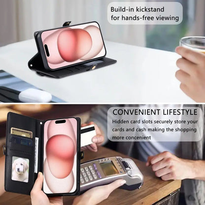 Coque Xiaomi 14 13 12 11 10 - Flip Wallet avec Porte-Carte et Lanière