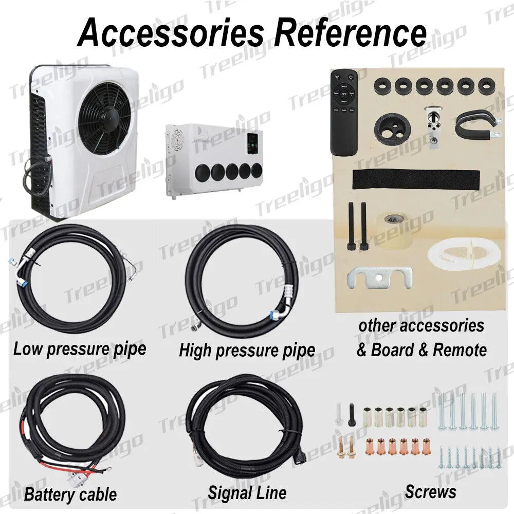 Treeligo Cooling Electric Car Split Air Conditioner 12V Parking Air Conditioning 24V For RV Truck Tractor Camper Van Motorhome