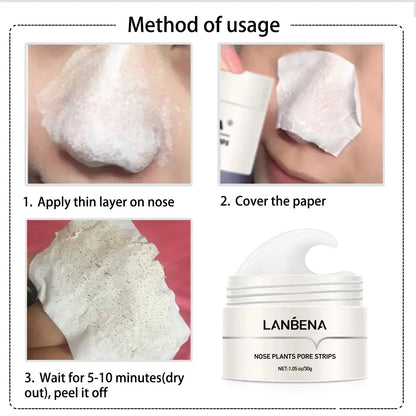 LANBENA Face Mask Blackhead Remover Skin Care Nose Mask Pore Strip Deep Cleaning Peeling Acne Treatment Facial Mask