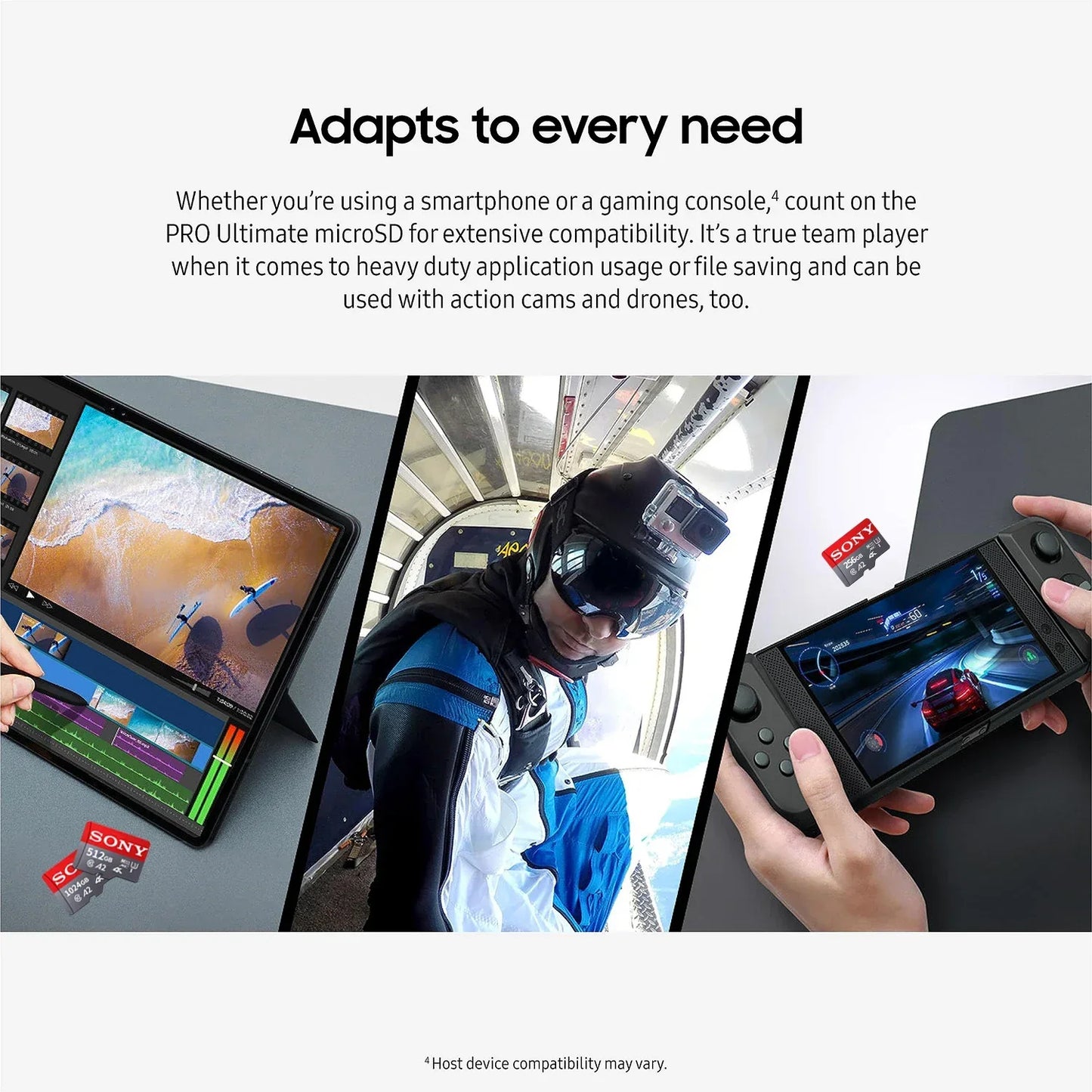 SONY SD Memory Card Extreme Micro TF SD Card 128GB 256GB 1TB 512GB A2 U3 V60 Flash Cards For Xiaomi Phone PC Camera