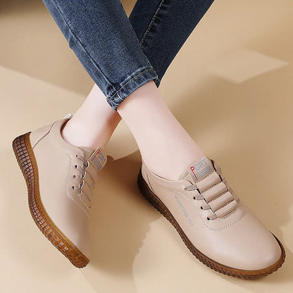 100% cowhide Women's Leather shoes New large size casual sports shoes Fashion  Lightness Women's vulcanized shoes sneakers