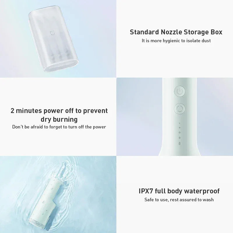 New MIJIA Portable Oral Irrigator F300 Dental Water Jet Water Flosser Teeth Whitening Bucal Tooth Cleaner Waterpulse MEO703